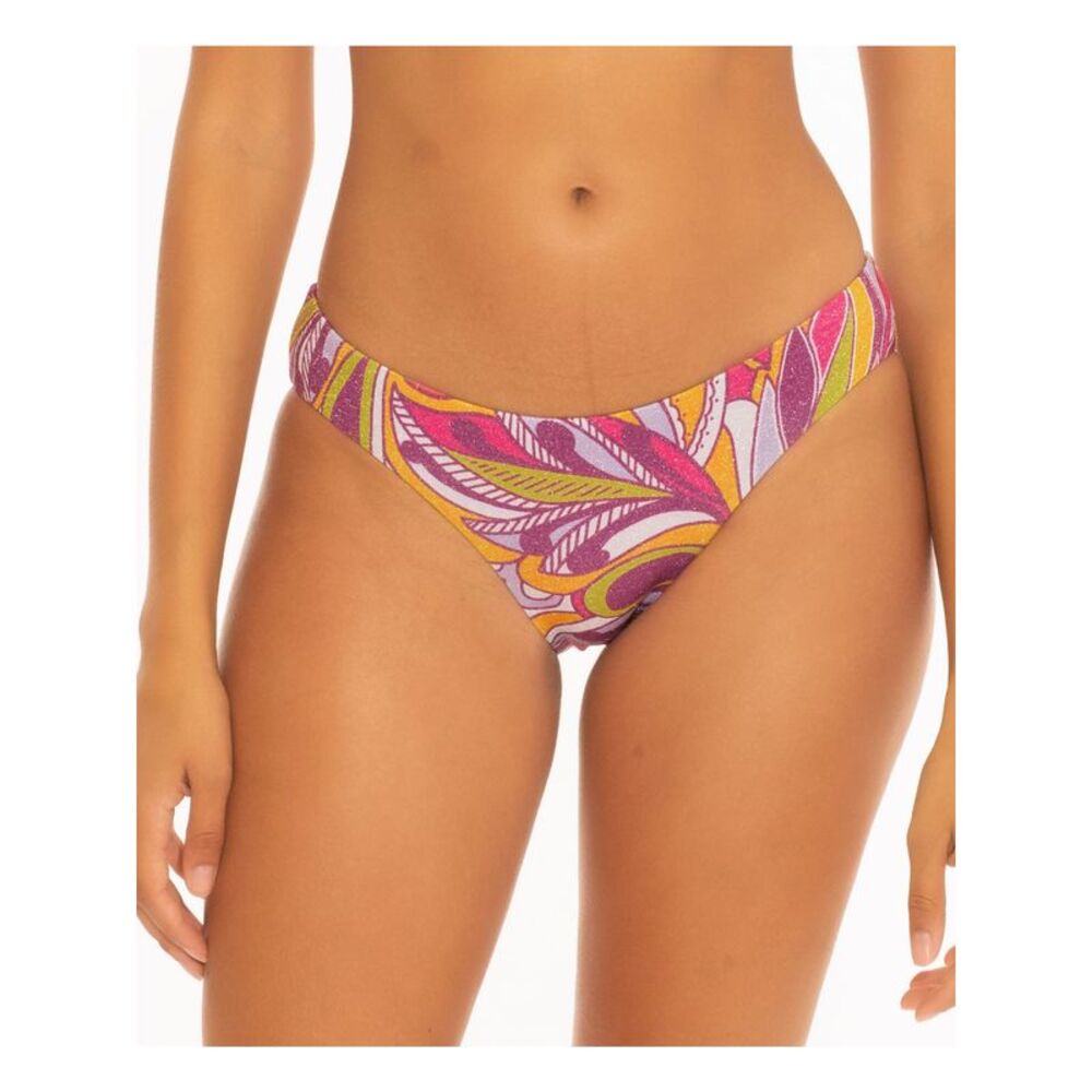 BECCA Women's Purple Stretch Shirred Back Hipster Swimsuit Bottom L